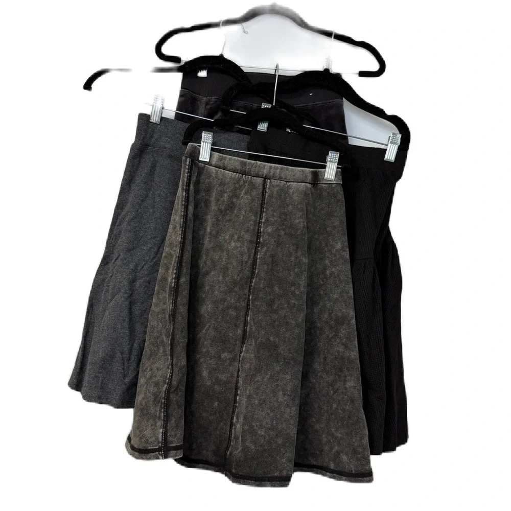 Girls Black Gray Mini Pleated Skater Skirt bundle of 4 size 10